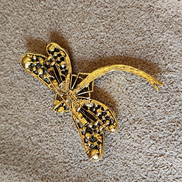 EUC Dragonfly brooch pin blue aurora boureilas gold - Picture 4 of 8